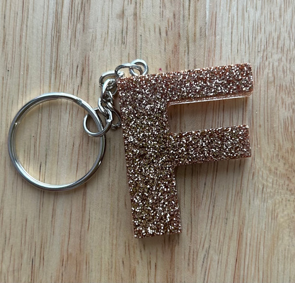 F - Glitter Initial Keychain
