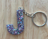 J - Glitter Initial Keychain