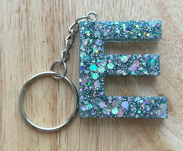 E - Glitter Initial Keychain