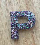 P - Glitter Initial Keychain