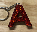 A - Glitter Initial Keychain