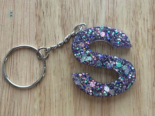 S - Glitter Initial Keychain
