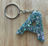 A - Glitter Initial Keychain
