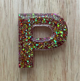 P - Glitter Initial Keychain