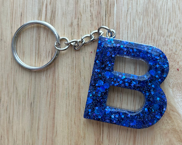 B - Glitter Initial Keychain