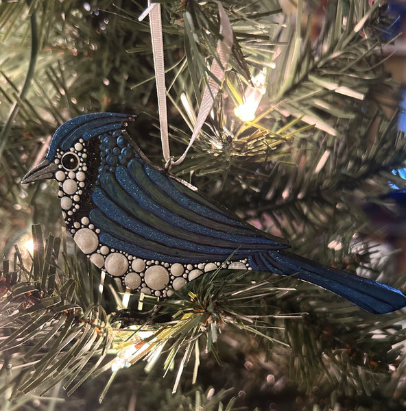 Hand Painted Blue Jay Ornament