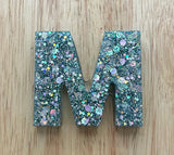 M - Glitter Initial Keychain