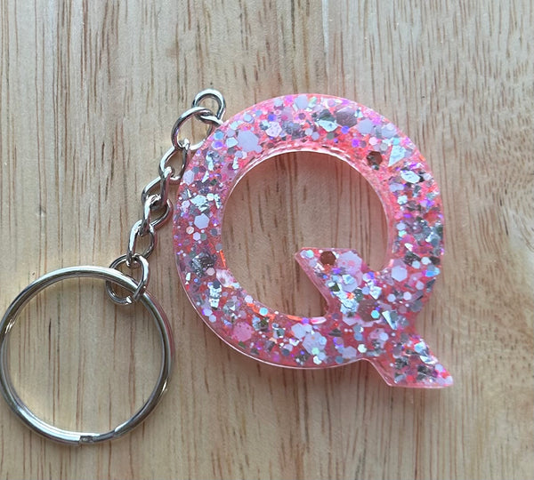 Q - Glitter Initial Keychain