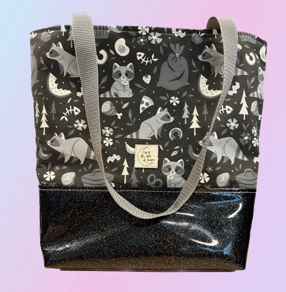 PREORDER Black and Gray Trash Panda Raccoon Medium Tote Bag