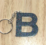 B - Glitter Initial Keychain