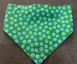 Blue and Green Smilie Face Dog Scrunchie Bandana