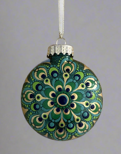 Hand Painted Peacock Mandala Ornament