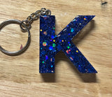 K - Glitter Initial Keychain