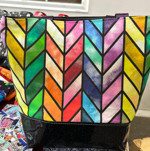 Rainbow Chevron Medium Tote Bag