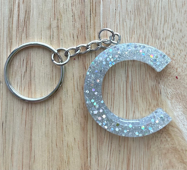 C - Glitter Initial Keychain