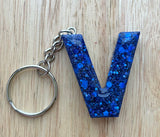 V - Glitter Initial Keychain