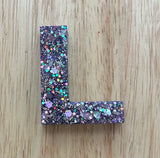 L - Glitter Initial Keychain