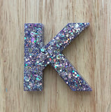 K - Glitter Initial Keychain