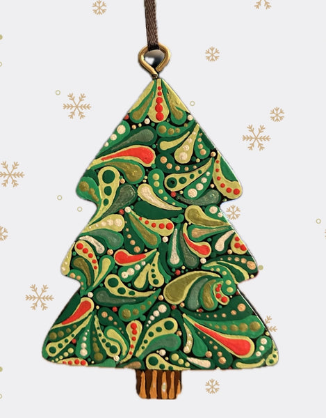 Hand painted Wooden Tree Ornament