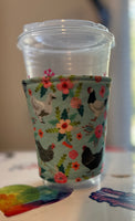 Floral Chickens Medium Coffee Sleeve