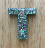 T - Glitter Initial Keychain