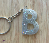 B - Glitter Initial Keychain