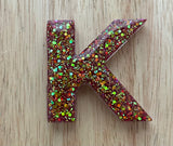 K - Glitter Initial Keychain