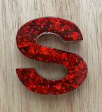 S - Glitter Initial Keychain