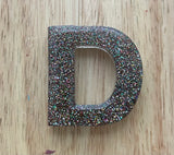 D - Glitter Initial Keychain