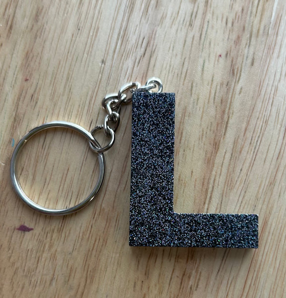 L - Glitter Initial Keychain