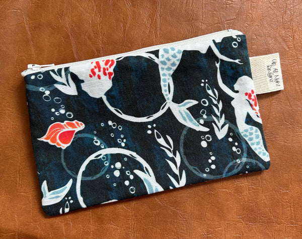 PREORDER Navy and White Mermaid Zipper Pouch