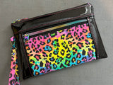 Rainbow Leopard XL wristlet