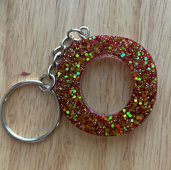 O - Glitter Initial Keychain