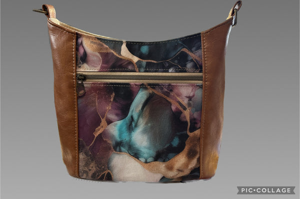 PREORDER Purple and Teal Alcohol Ink Hobo Bag
