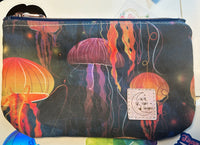 Orange and Navy Jellyfish Large Zipper Pouch