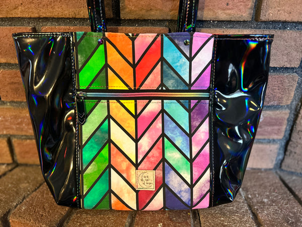 Chevron top tote bag