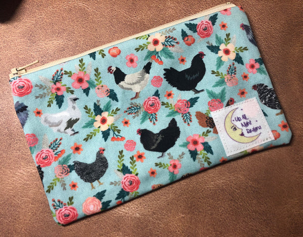 Chicken Floral Zipper Pouch