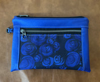 Blue and Black Roses XL Wristlet