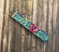 Watercolor roses key fob