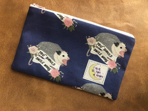 You Should Smile More Possum zipper pouch