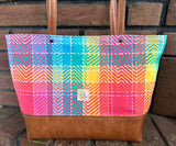 PREORDER Pastel Rainbow Plaid Basic Tote Bag