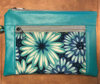 Blue Teal Floral XL wristlet